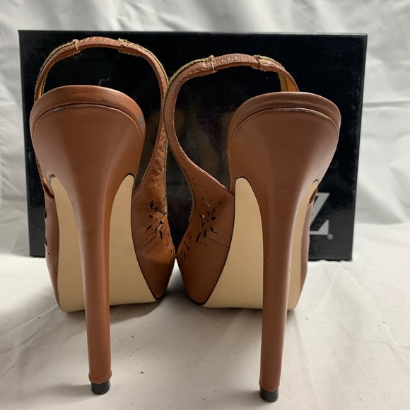 Type Z boho Odele cognac sling back platform heels - Picture 5 of 8